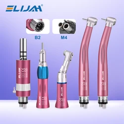 Kit de piezas de mano de alta y baja velocidad para odontología, turbina de aire de contraángulo recto con botón pulsador, 2/4 orificios, M4/B2, conjunto completo