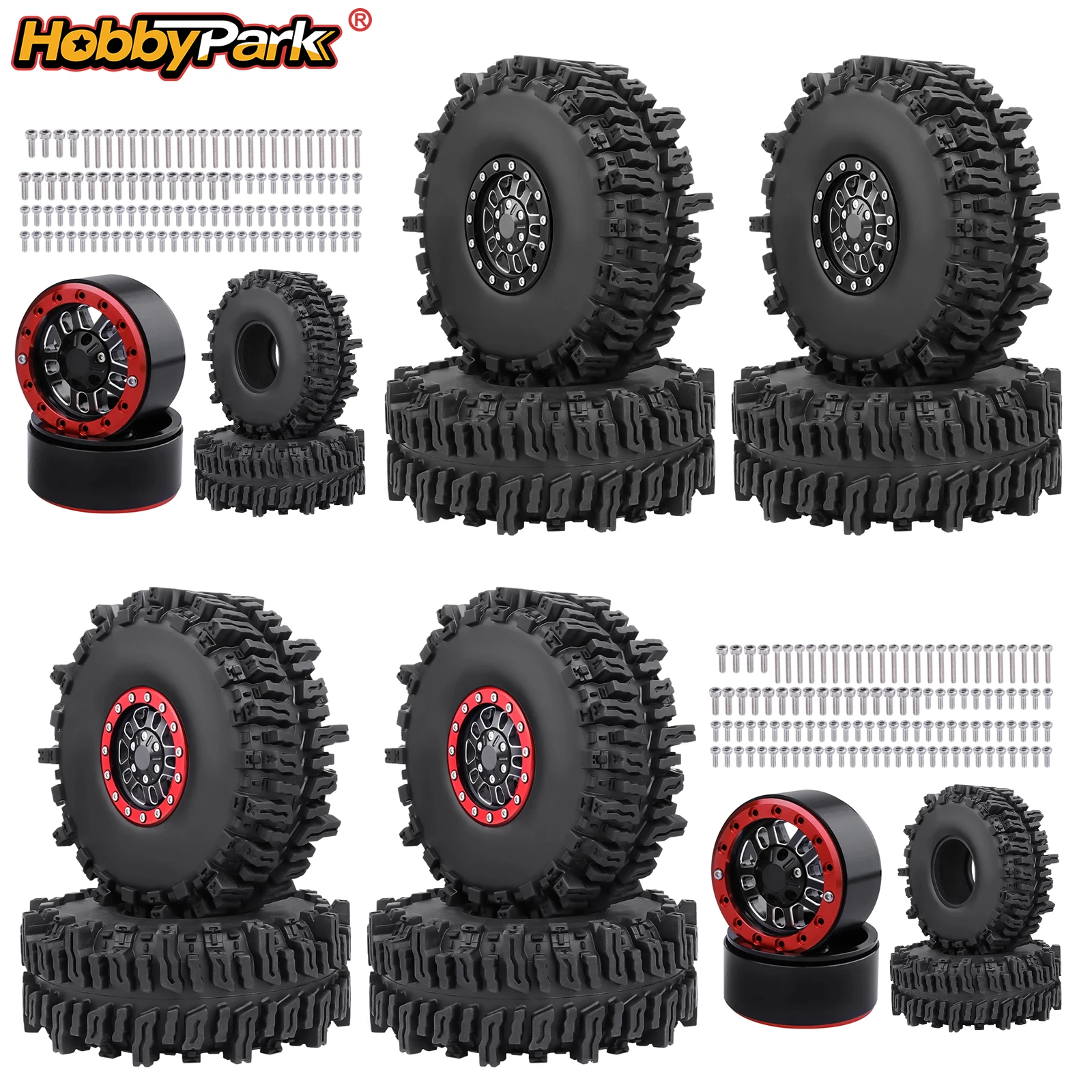 

hobbyPark 1.9 Beadlock Wheels for TRX4 Axial SCX10 II III RR10 Wraith Redcat Gen 8 Gen 7 RC4WD 1/10 Scale RC Crawler Car