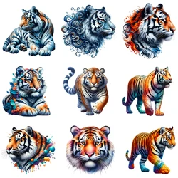 25cm Fierce Tiger Animal Iron On Heat Transfer Stickers For Kids Clothes T-shirt Iron-On Transfers Vinyl Appliques