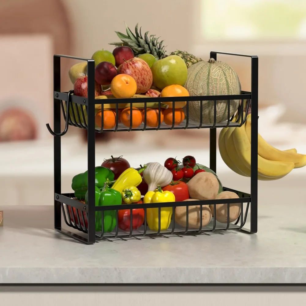 

Корзина с фруктами для кухонной стойки, ваза с фруктами, настольный органайзер для хранения лукового хлеба и закусок, прочная металлическая подставка для фруктов