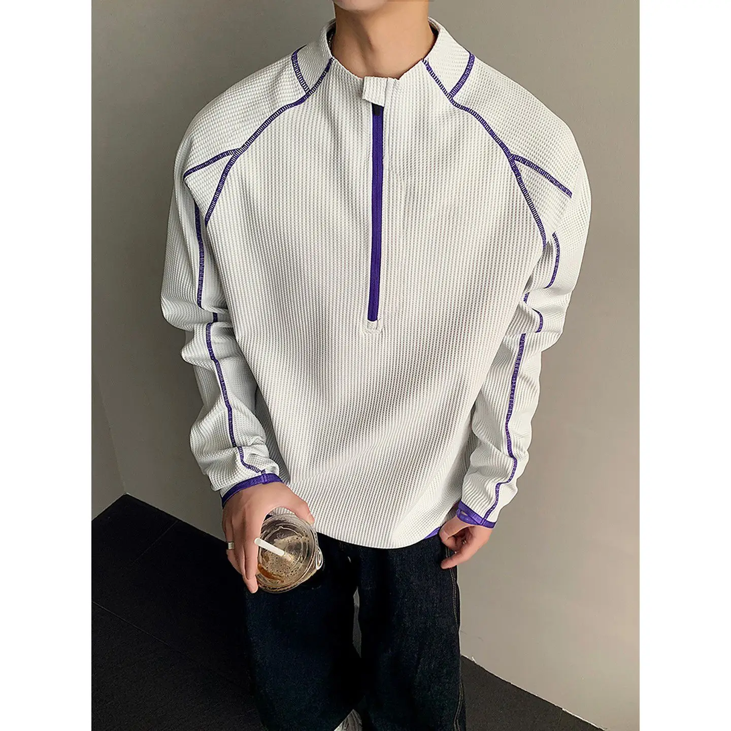 

Велосипедный костюм с половиной молнии, футболка с длинными рукавами, мужская осенняя модная брендовая одежда с воротником-стойкой, спортивная одежда для бадминтона, топ для фитнеса и тренировок