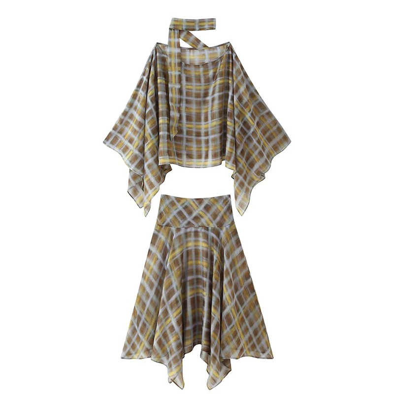 YENKYE Vrouwen Nieuw Ontwerp Asymmetrische Zoom A-lijn Mid-rise Plaid Midi Rokken Dunne faldas mujer