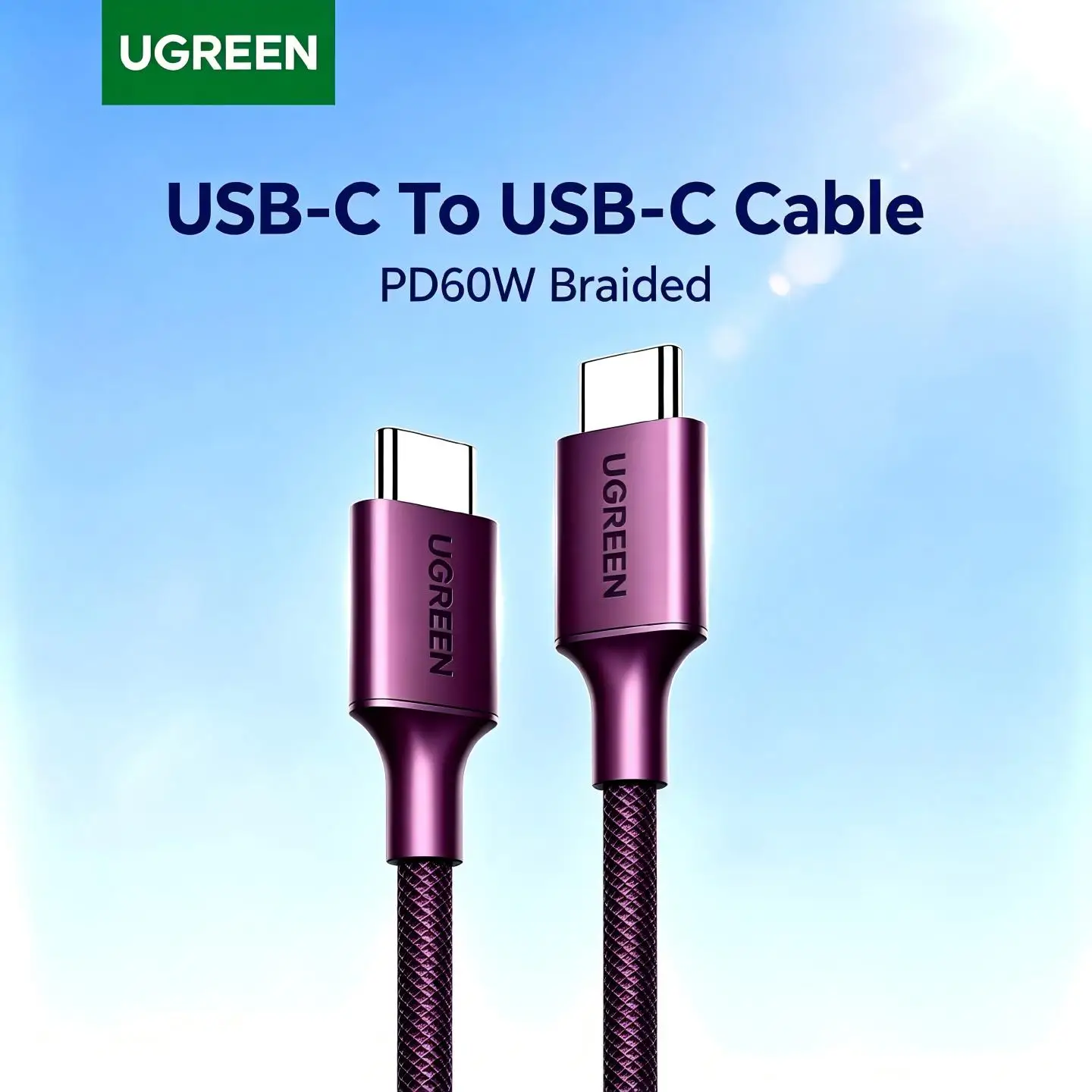 UGREEN 60W USB Type C To Type C Cable PD Fast Charging Data Braided For Apple iPhone 18 17 16 iPad Tablet Phone Charger Android