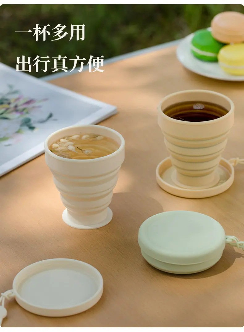 Складная чашка для воды, дорожная чашка для полоскания рта, силиконовая уличная выдвижная портативная зубная щетка для путешествий, чашка для полоскания рта, сжатая чашка 2