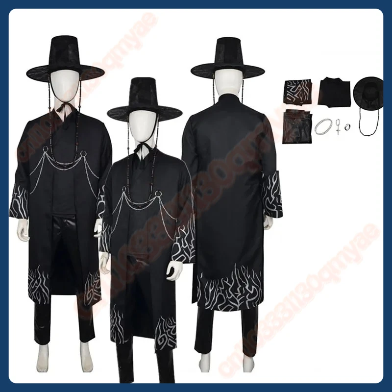 

Demons Saja Jinu Cosplay Boys Costume Kpop Men Uniform Coat Hat Ring Hunters Roleplay Outfits Halloween Carnival Party Suit