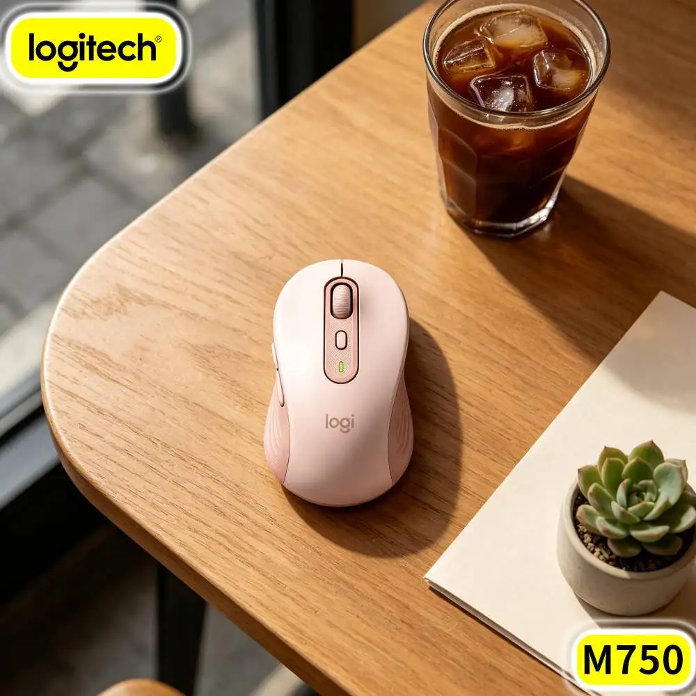 M750 Silent Logitech Ergonomic Office Mouse High Resolution Sensor Contoured Shape Adjustable DPI Setting For Tablet Desktop PC