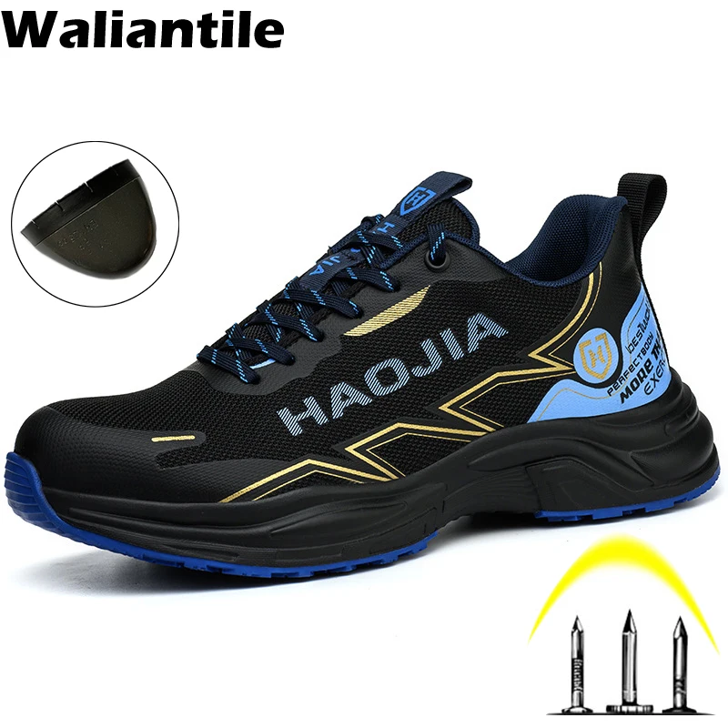 

Waliantile Brand Qualtiy Safety Shoes For Men Fashion Puncture Proof Anti-smash Steel Toe Work Boots Industrial Safety Sneakers