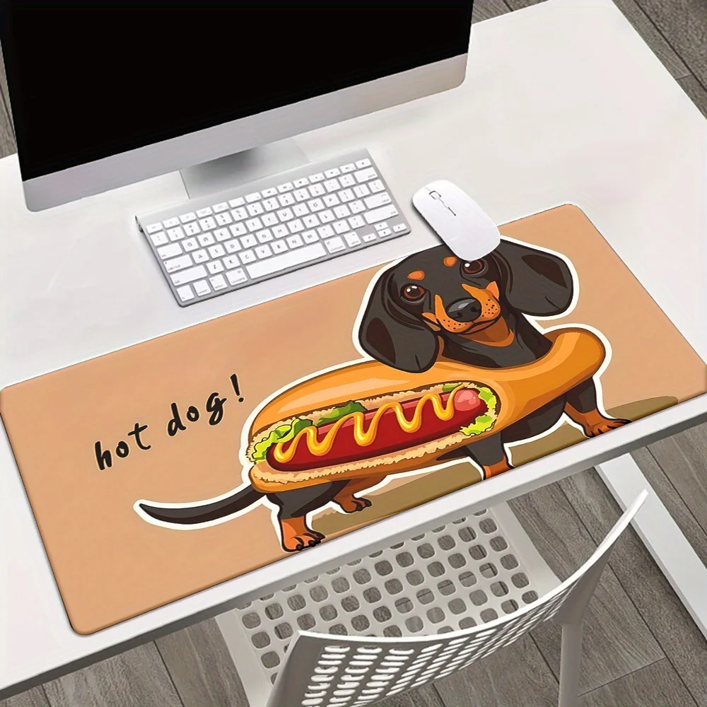 tapete-de-mesa-fofo-com-estampa-de-cachorro-grande-mouse-pad-engracado-com-dachshund-em-pao-antiderrapante-e-impermeavel