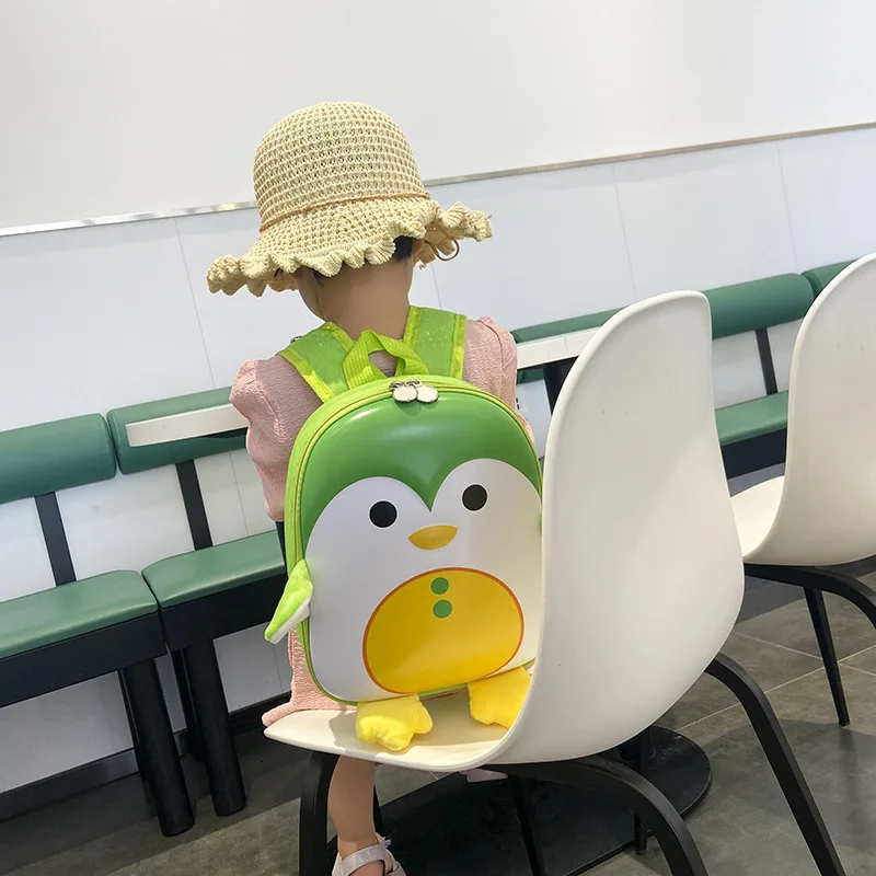 Mochila escolar pequeña de concha de huevo de dibujos animados para niños y niñas, bolso de hombro para niños, lindo pingüino 3d, jardín de infantes