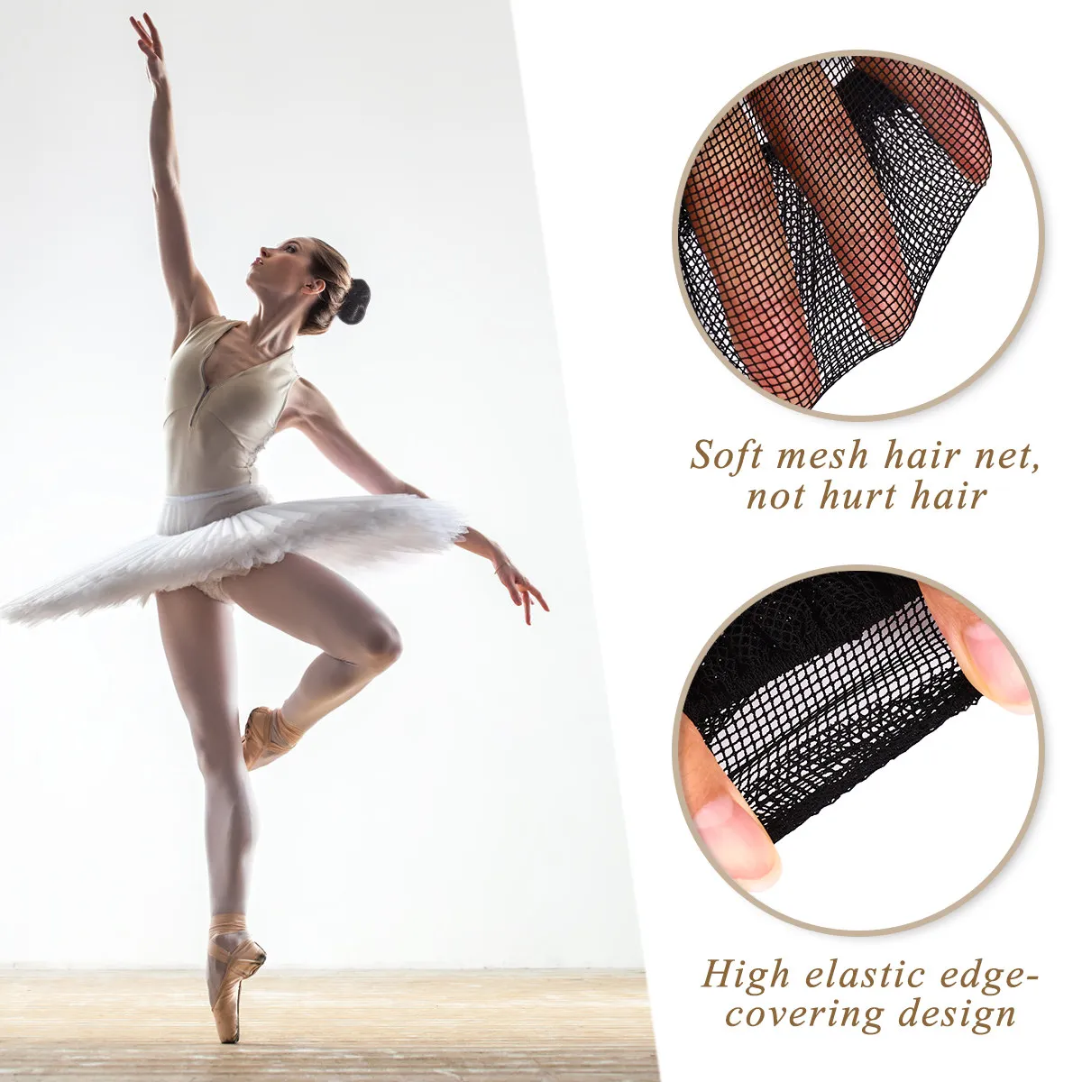 5Pcs Ballet Hair Nets Invisible Elastic Reusable Mesh Bun Covers for Dance Ballet Gymnastics Wedding Performance Hair Styling