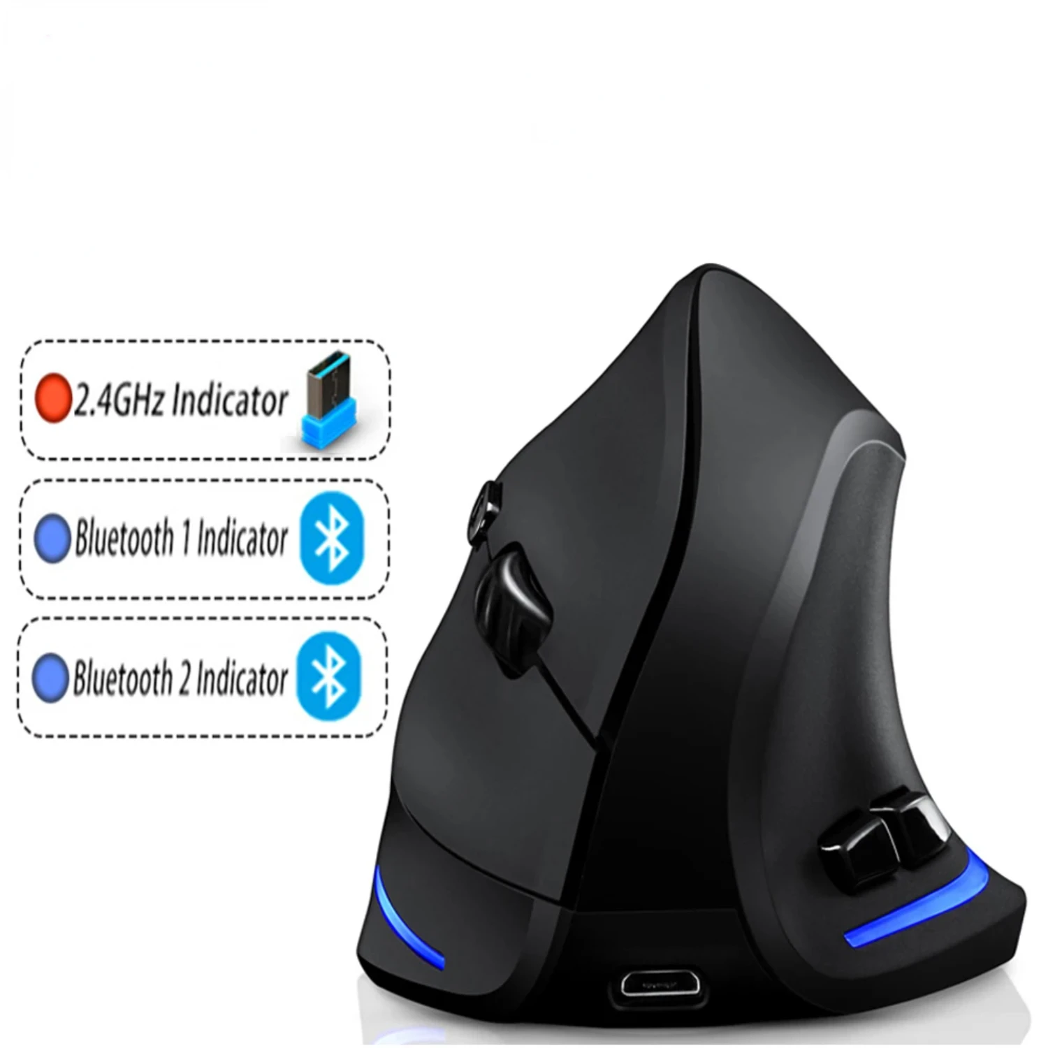 Bluetooth Mouse Vertical Wireless Mouse Recharge Optical RGB USB Game Mice For Windows  2400 DPI 2.4G For PUBG LOL CS