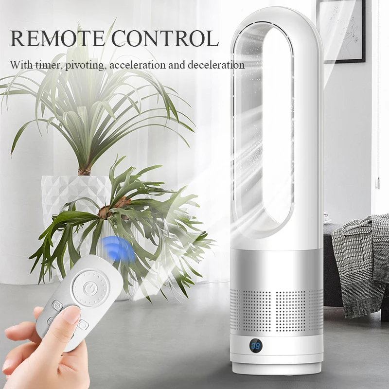 Hot and Cool Bladeless Heater Fan With Remote Control Standing Leafless Fan