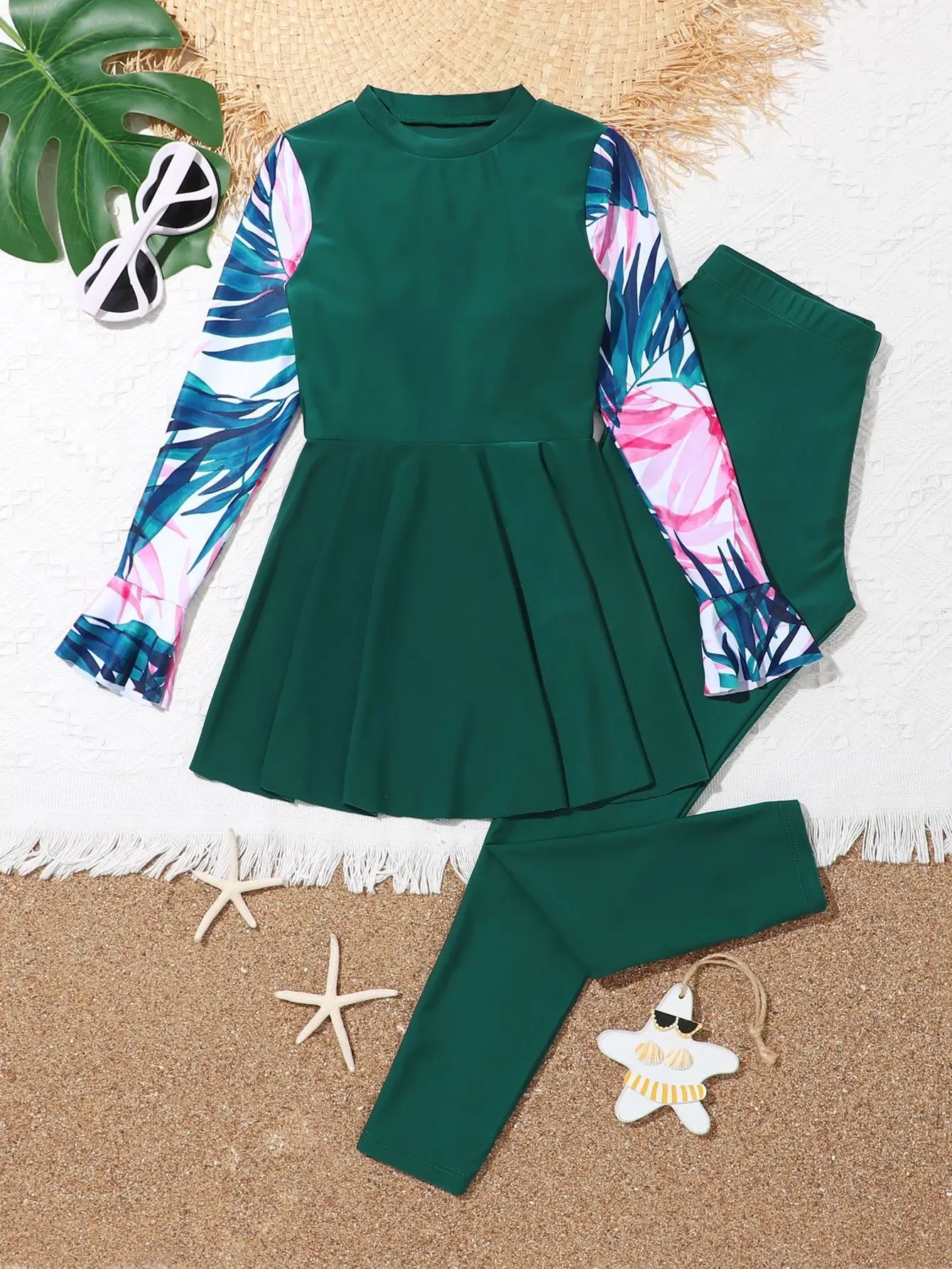 

2026 Girls Swimsuit Long Sleeve Beach Dress & Pants Kids Swimwear Female Children's Bathers Bathing Swimming Swim Suit Beachwear