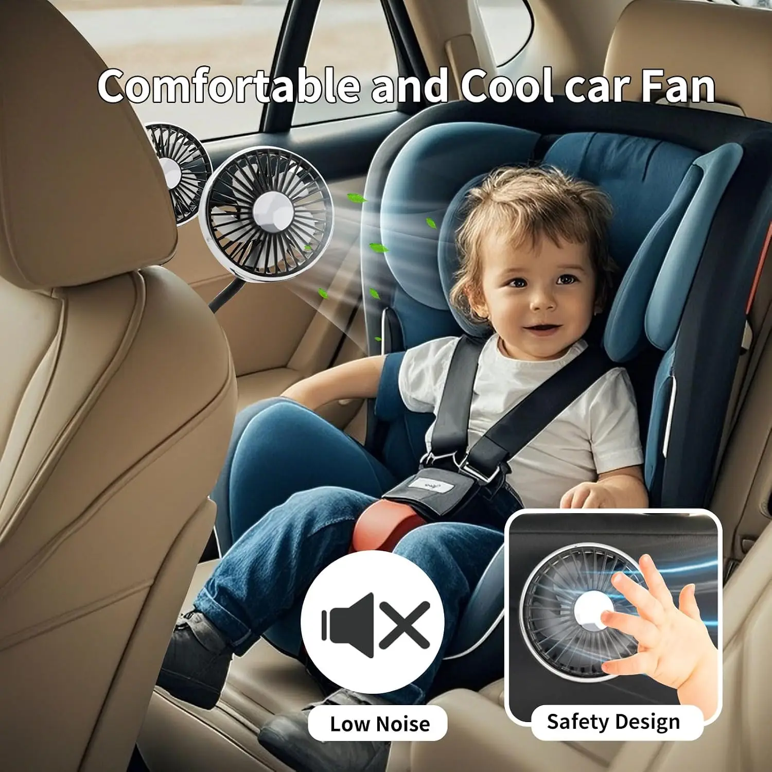 2026 New Upgrade USB Car Fan For Backseat: Dual Back Seat Fans For Kids Baby,Separated Controlled Heads And 360° Ro