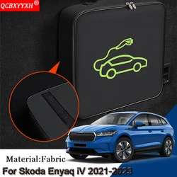 EV Car Charging Cable Storage Carry Bag For Skoda Enyaq iV 2021-2024 Charger Plugs Sockets Waterproof Fire Retardant Acccessory