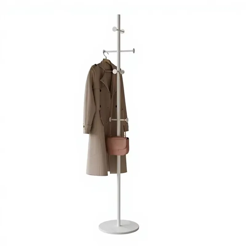Modern Cream Metal Wrought Iron Corner Hanger Floor To Ceiling Indoor Storage Rack Simple Multi Functional Home Organizer