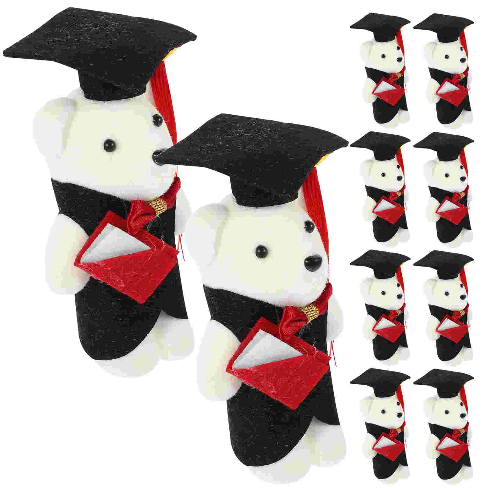 

10 Pcs Dr Bear Graduation Ceremony Decorations Miniature Flower Bouquet Dolls Standing Cloth Party