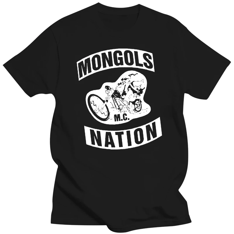 Casual T Shirts Mongols Mc Patches Printed Graphic Men Round Neck Cotton Tops Black Size S-4XL