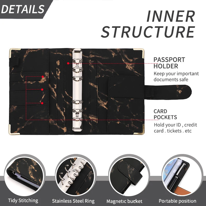 A6 Loose-leaf Notebook Binder New Budget Plan Notebook A6 Cash Envelope Saving Money 6 Holes Binder For Financial Management