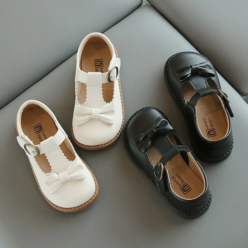 

Child Princess Little Leather Shoe 2025 Korean Edition Cute Girl Single Shoes Fashion Anti Slip Versatile Bow Girl School Shoes