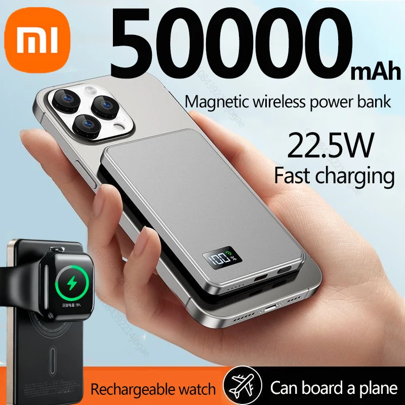Xiaomi Mijia 50000mAh بنك طاقة لاسلكي مغناطيسي محمول PD شحن سريع بطارية خارجية لـ Magsafe لهاتف iPhone Samsung