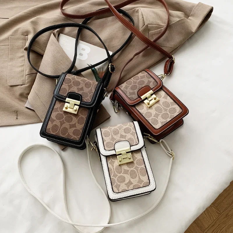 Koreaanse Stijl Dame Pu Gemengde Colour Draagbare Mini Tas Stijlvolle Draad Telefoon Chique Veelzijdige Crossbody Tas Boodschappentas Schoudertas