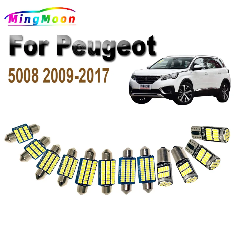 22Pcs Canbus Vehicle LED Bulbs For Peugeot 5008 2009-2014 2015 2016 2017 Interior Map Dome Trunk Light Kit Car Accessories