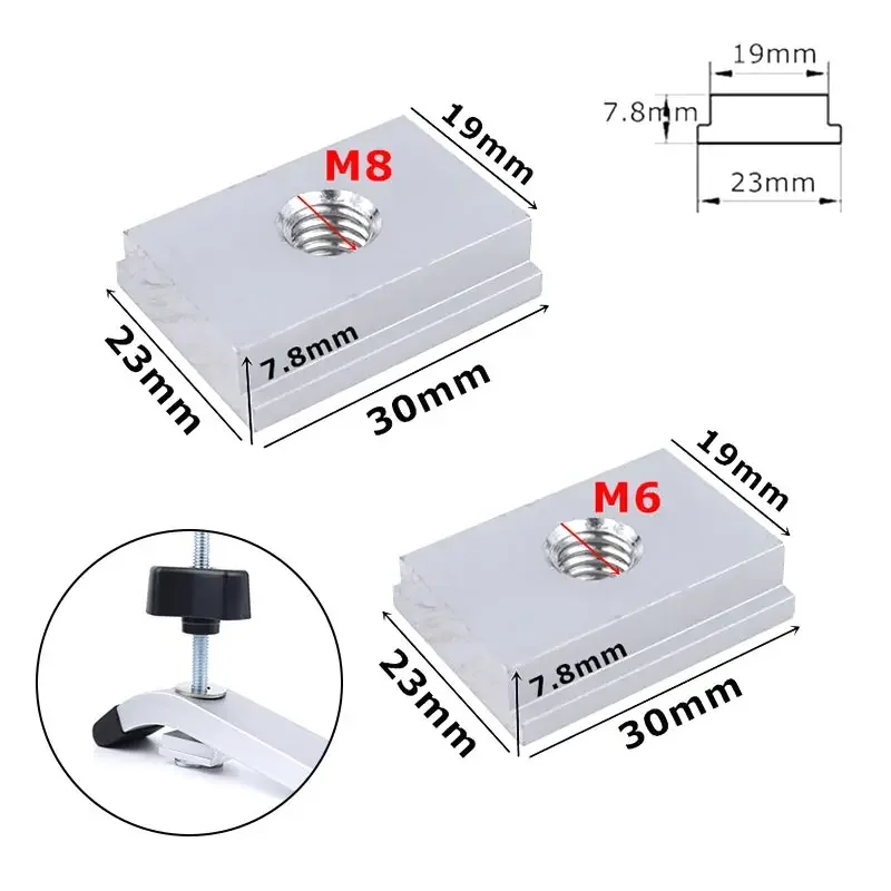T-Screw Slide Rail Slot Special 30-type Universal T-slot Tool Plate Aluminum alloy M6 M8 Slider Woodworking Pressure Tlate M5
