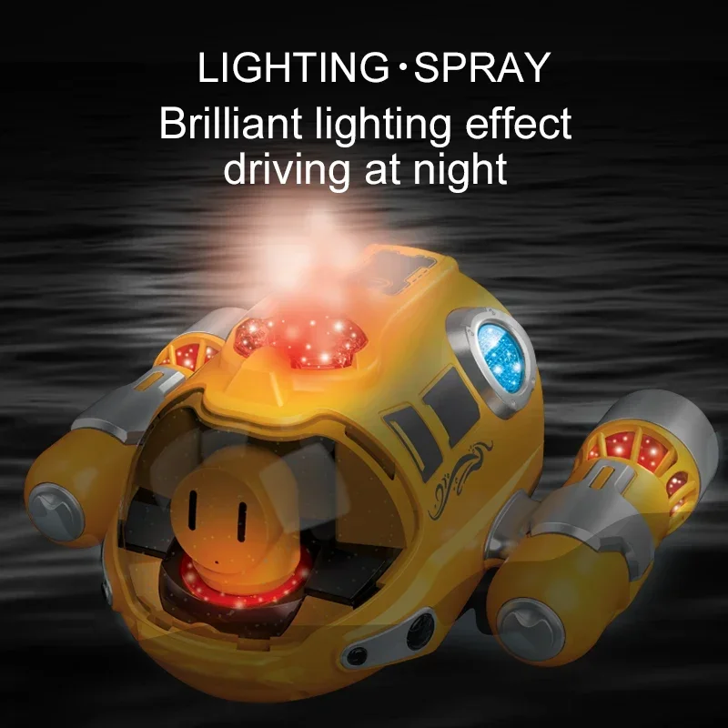 2,4g Mini RC Boot mit Sprüh licht wasserdicht wiederauf ladbare elektrische Fernbedienung Schnellboot Geschenke Wasserspiel zeug für Kinder