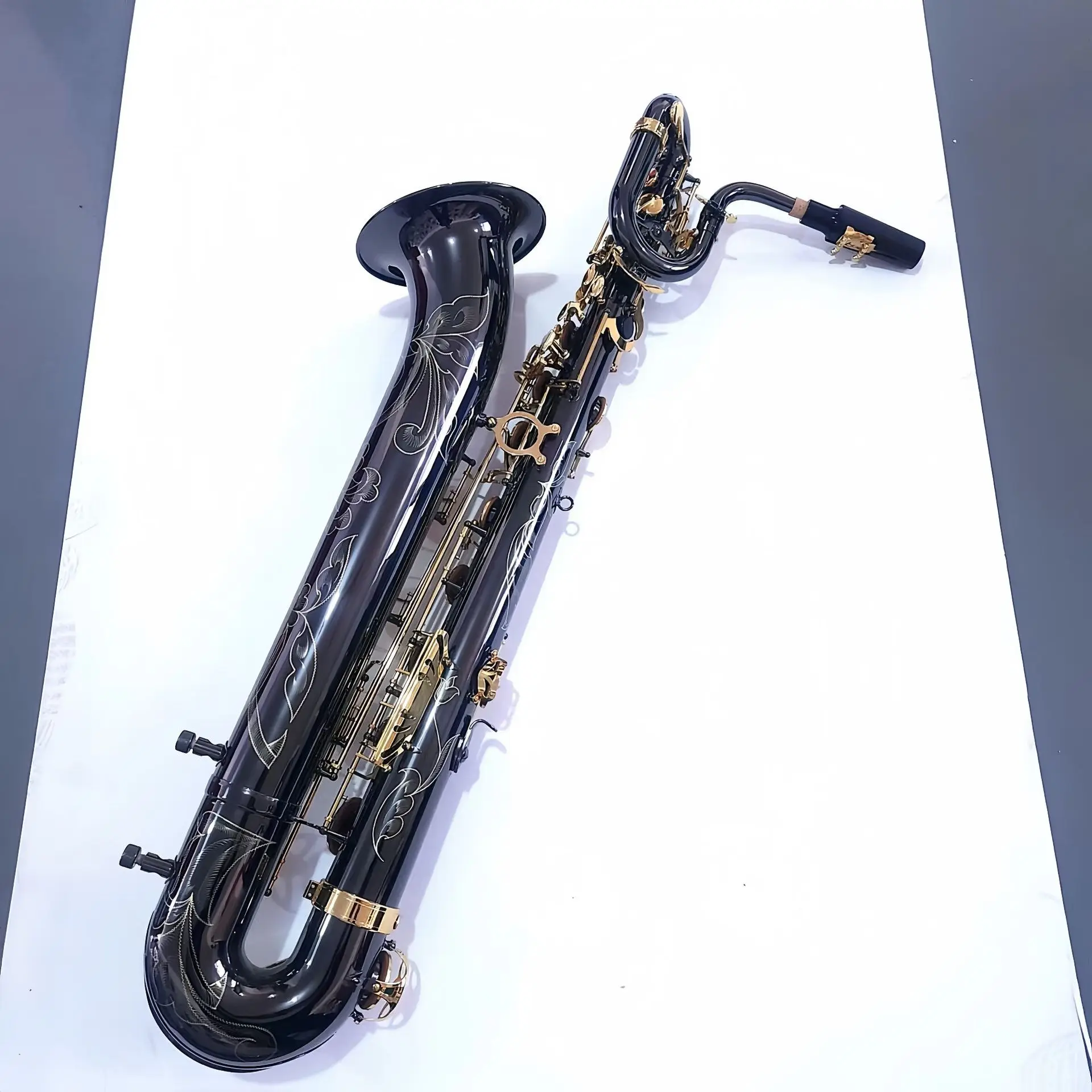 E Flat Alto Saxophone, Gold Lacquer Brass Body, Engraved White Shell Keys, Professional Performance Instrument