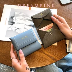 Portamonete quadrato in pelle bovina di Design di lusso Fashion Custom Letter Japan Mini Wallet personalizza le iniziali portamonete in vera pelle