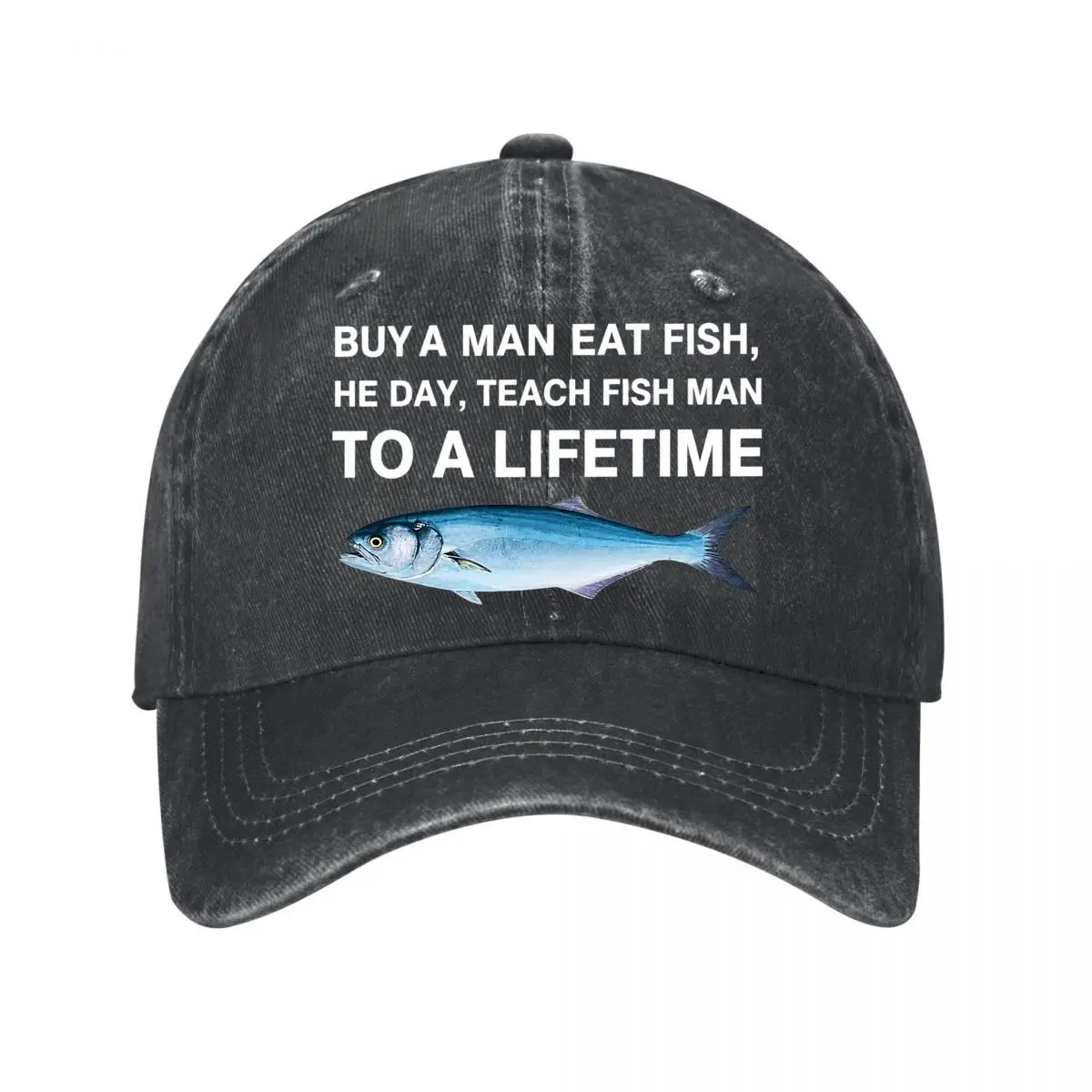 Buy Man Fish Teach Lifetime Funny Quote New Vintage Washed Cotton Baseball Cap Sun Hats
