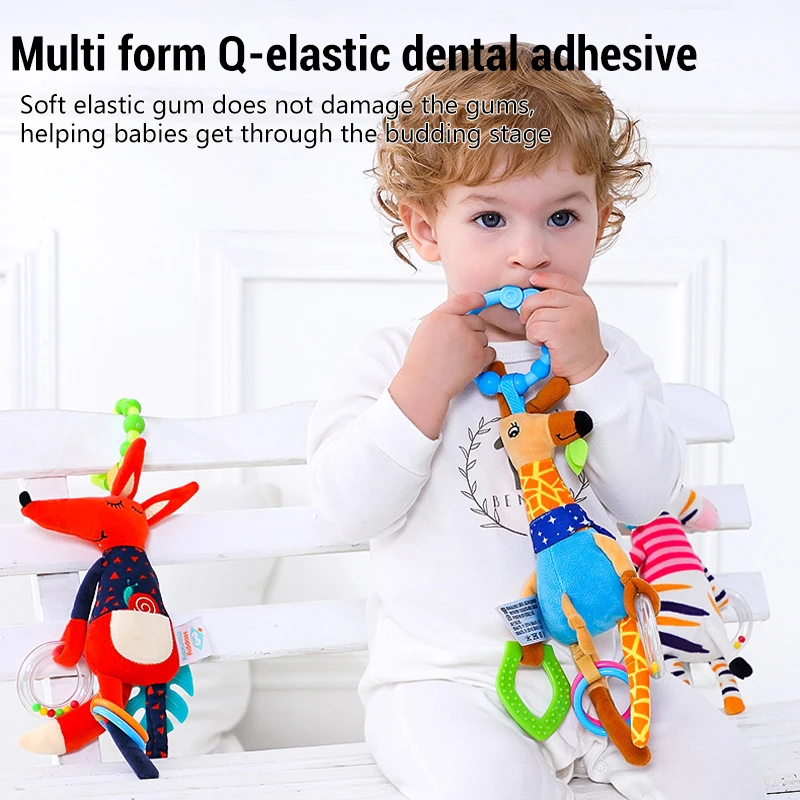 Soft Giraffe Crib Hanging Rattles Toys for Babies 0-24 Months Early Education Development Handle Infant Toys Gifts