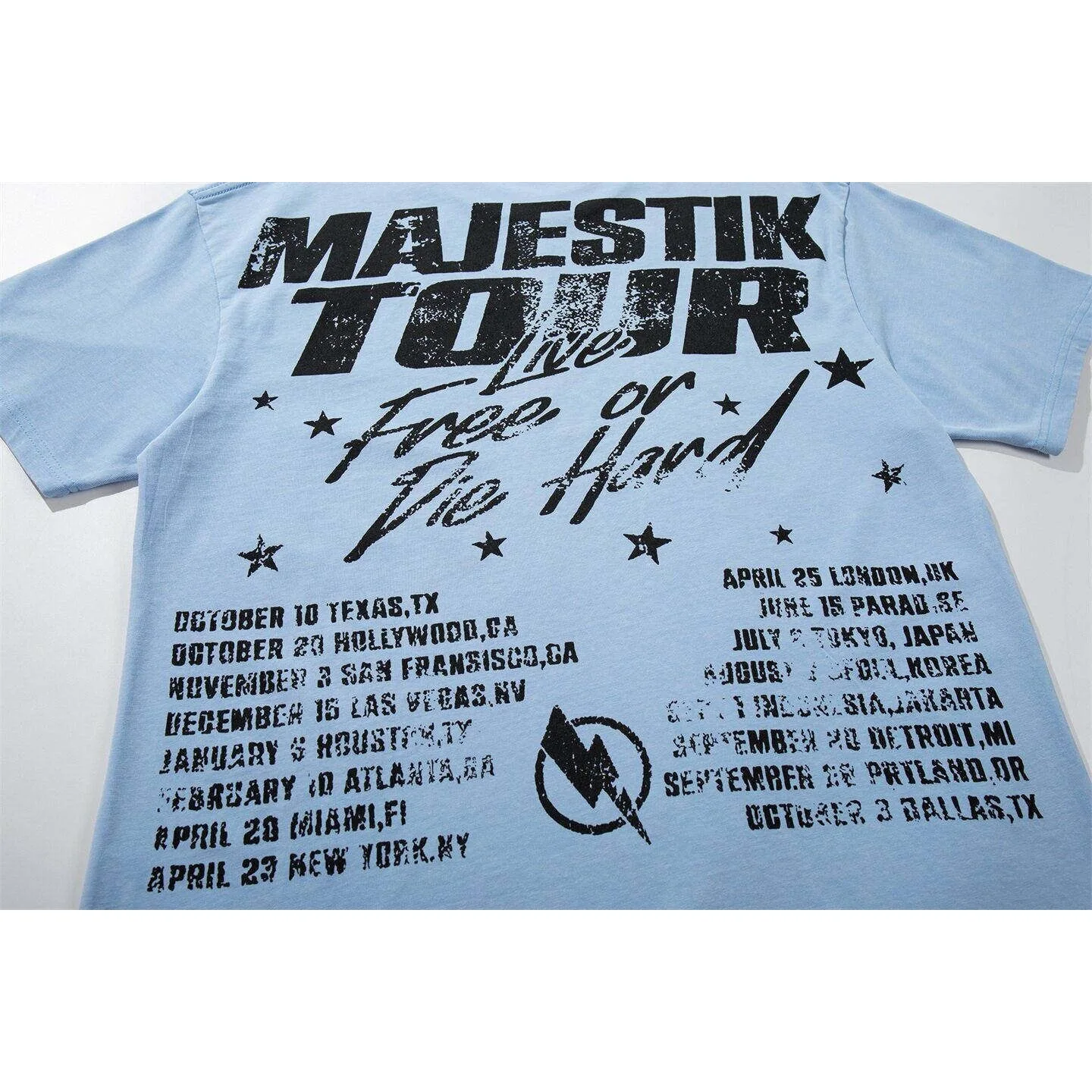 Majestic Retro Racing Theme Printed Short-Sleeved T-Shirt - Loose Fit, Weathered with Glitter Stickers - Suitable Summer