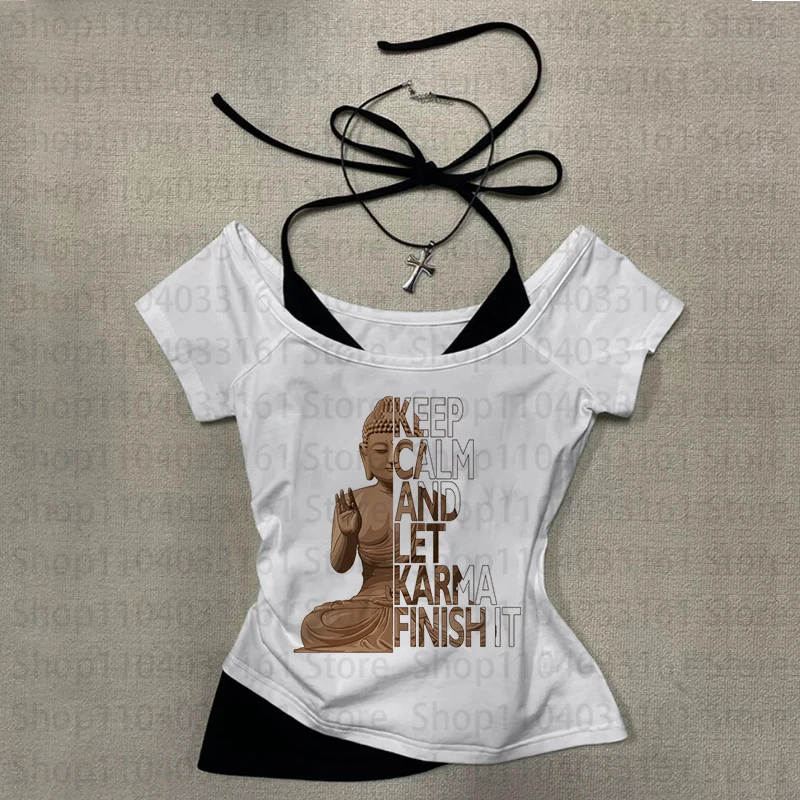 Gothic Harajuku Slim Short Sleeve T-shirt Graphic Tees Y2k Tops Trashy Woman Clothes Summer Fashion Emo Girl Y2k Style Baby Tee