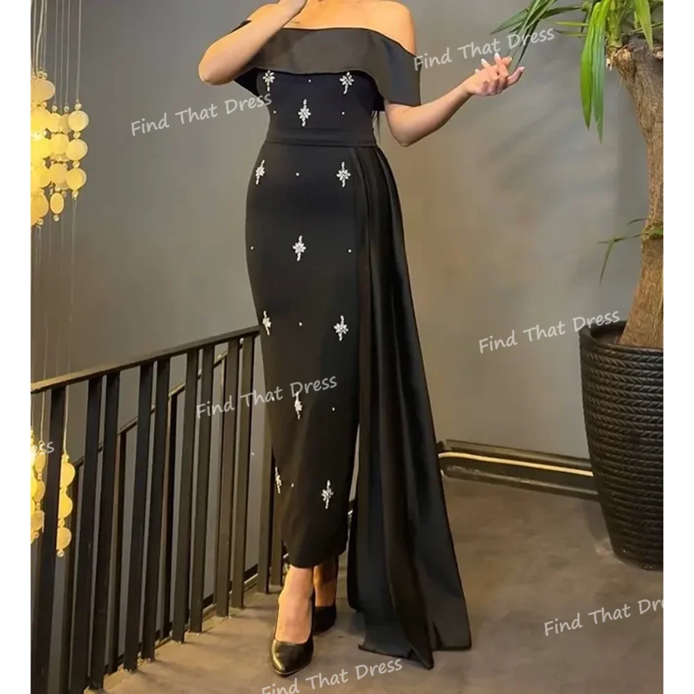 

Современное вечернее платье до щиколотки с воротником-лодочкой на заказ, вечернее платье с открытой спиной и бисером, кристальное платье для выпускного вечера для женщин, платья de