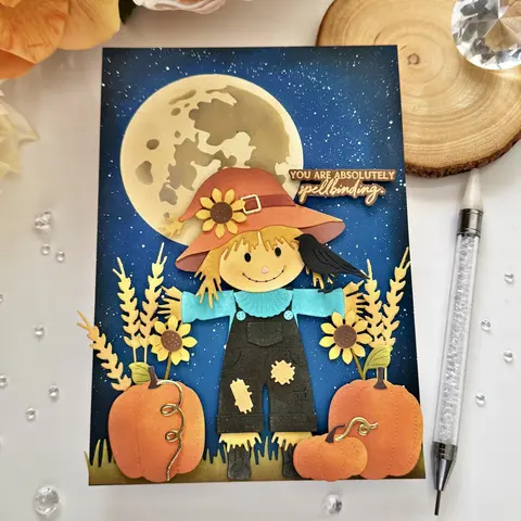 August 2026 Halloween Apples Ghost Scarecrow Metal Cutting Dies Clear Stamps Hot Foil For DIY Scrapbook Card Craft Decoration