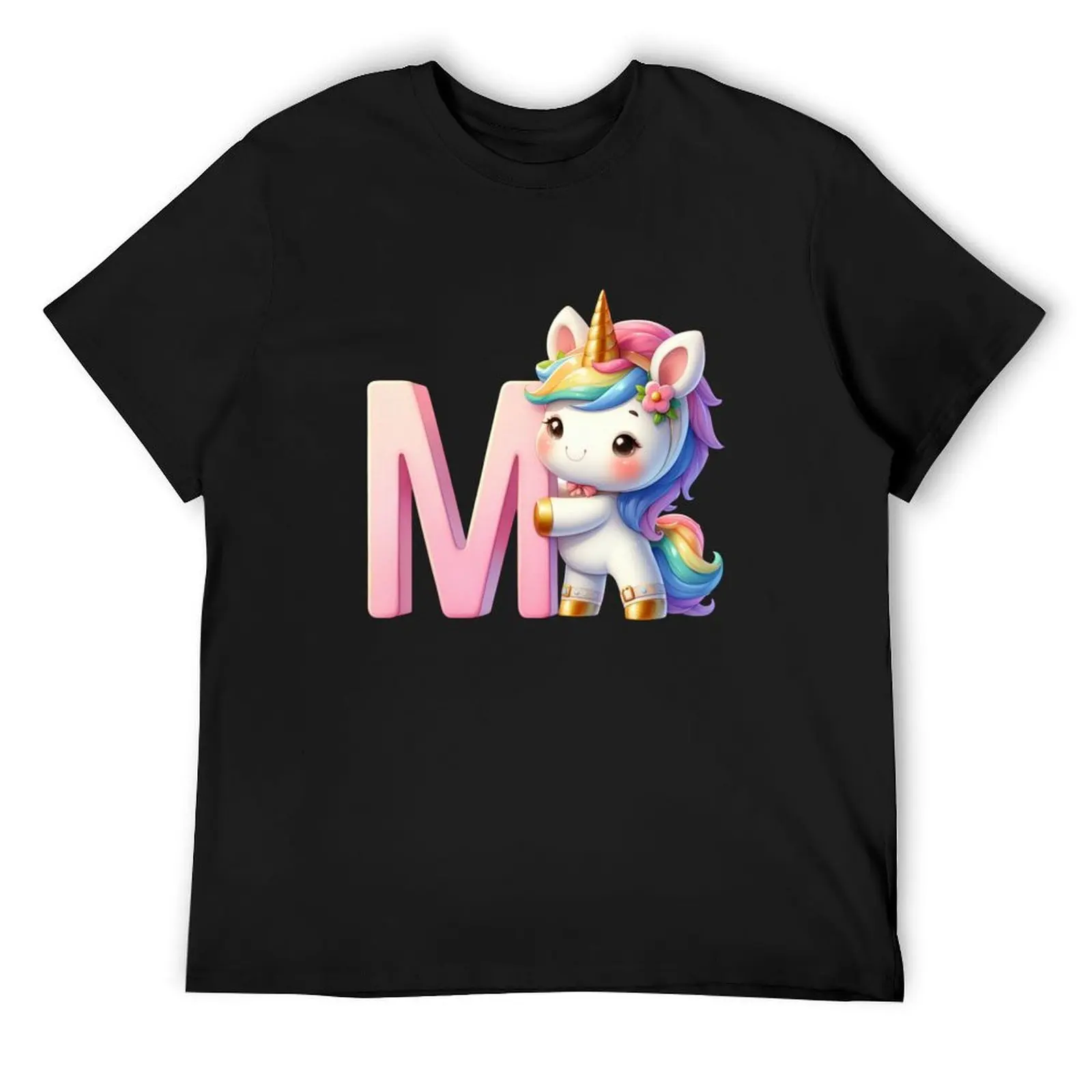 

Unicorn kawaii alphabet monogram letter M T-Shirt for a boy designer shirts t shirts for men pack