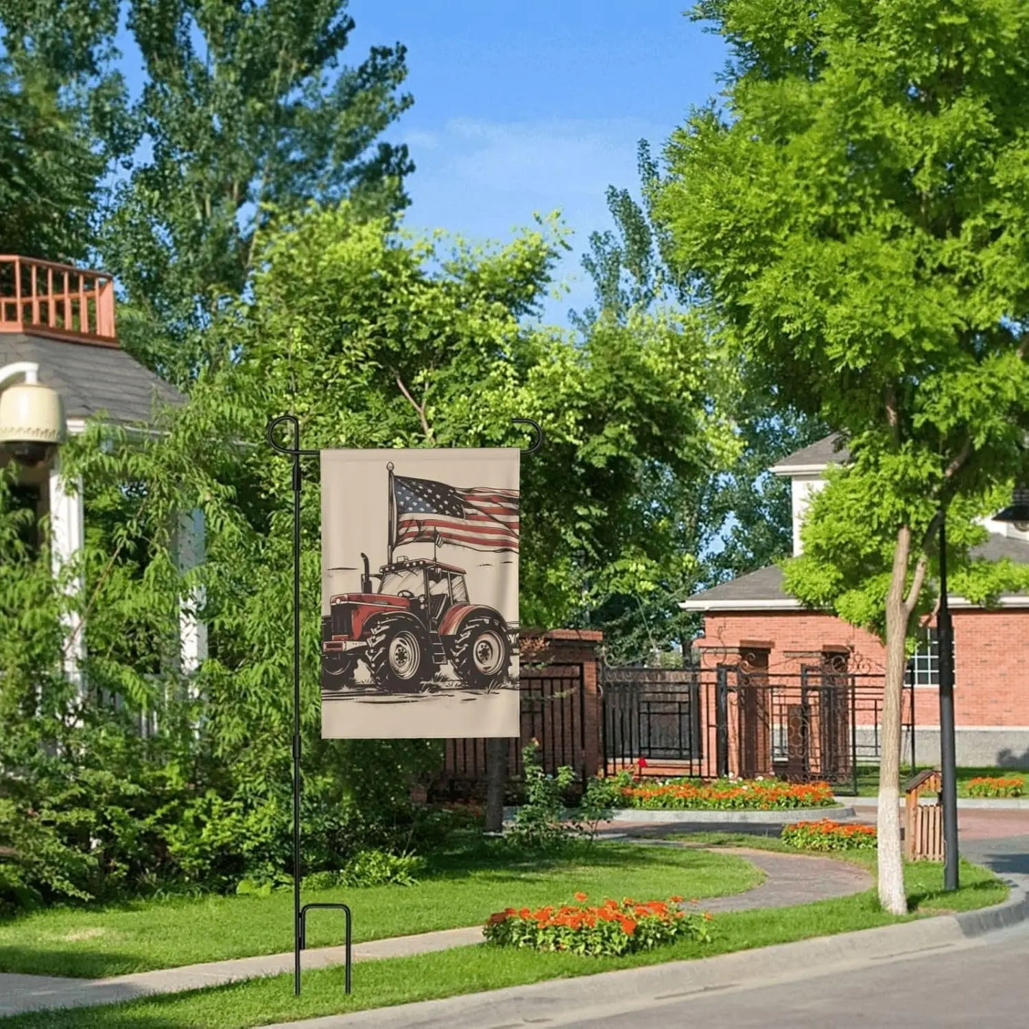 OSAM SPACE Vintage Tractor Flag Garden Flags for Outdoor Decor 12.5x18 Inch Double Sided Yard Flag Decorations Flags for Out ZZM