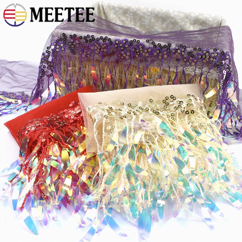 

5-20Yard Wholesale 15cm Sequins Mesh Tassel Fringes Sewing Dance Dress Lace Trim Curtain Garment Fringe Tassels Crafts Materials