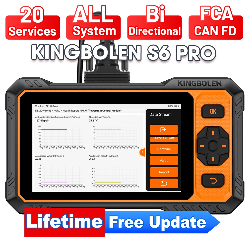 Image of Kingbolen S6 Pro OBD2-Scanner für alle Systeme, 20 Rest-Servicefunktionen, bidirektionales Scan-Tool, CAN FD, FCA, Auto-Diagnosegerät, lebenslange kostenlose Updates