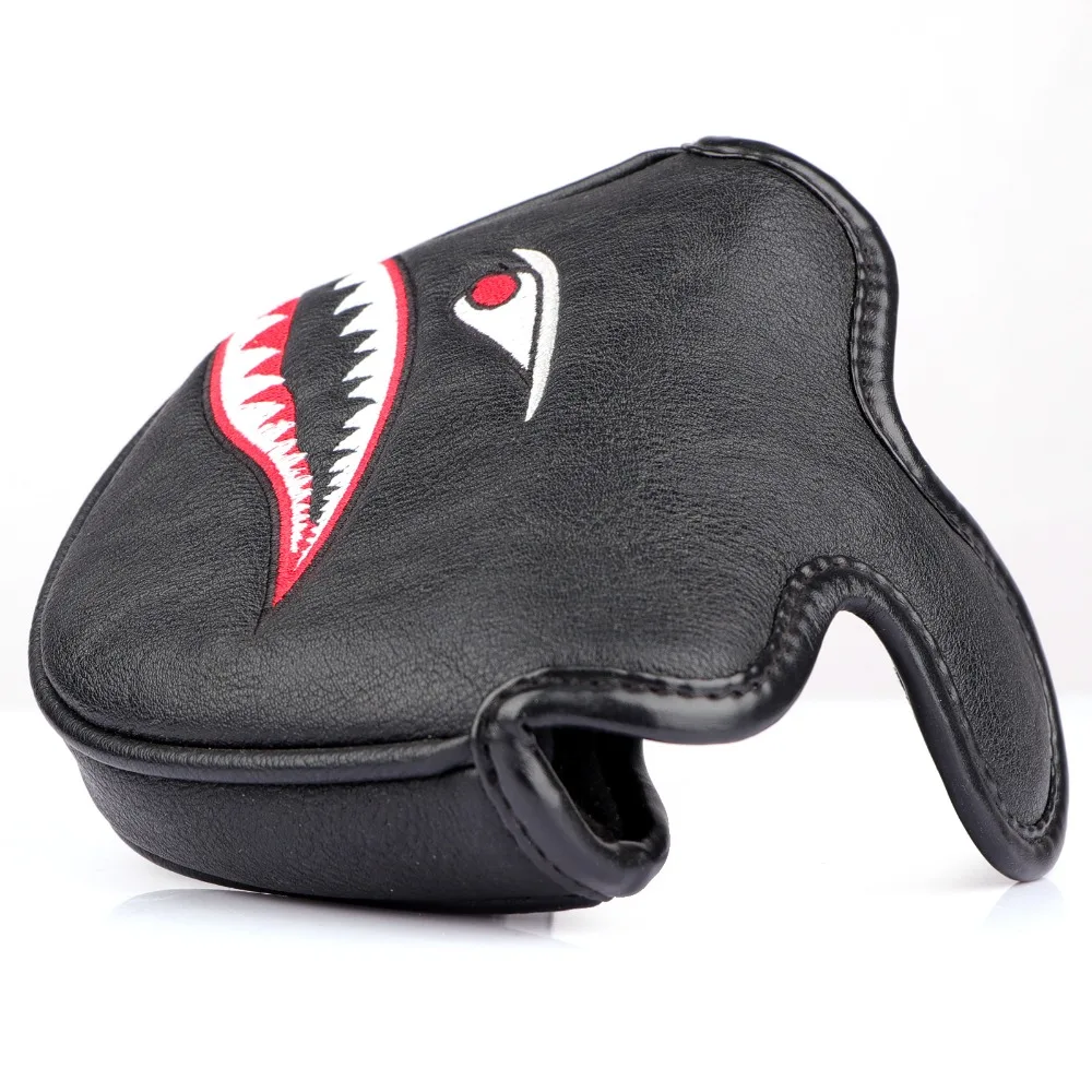 New Magnetic Shark Embroidery Golf Club Cover PU Thicken Shark Golf Putter Cover Water Proof Durable Golf Putter Head Cover