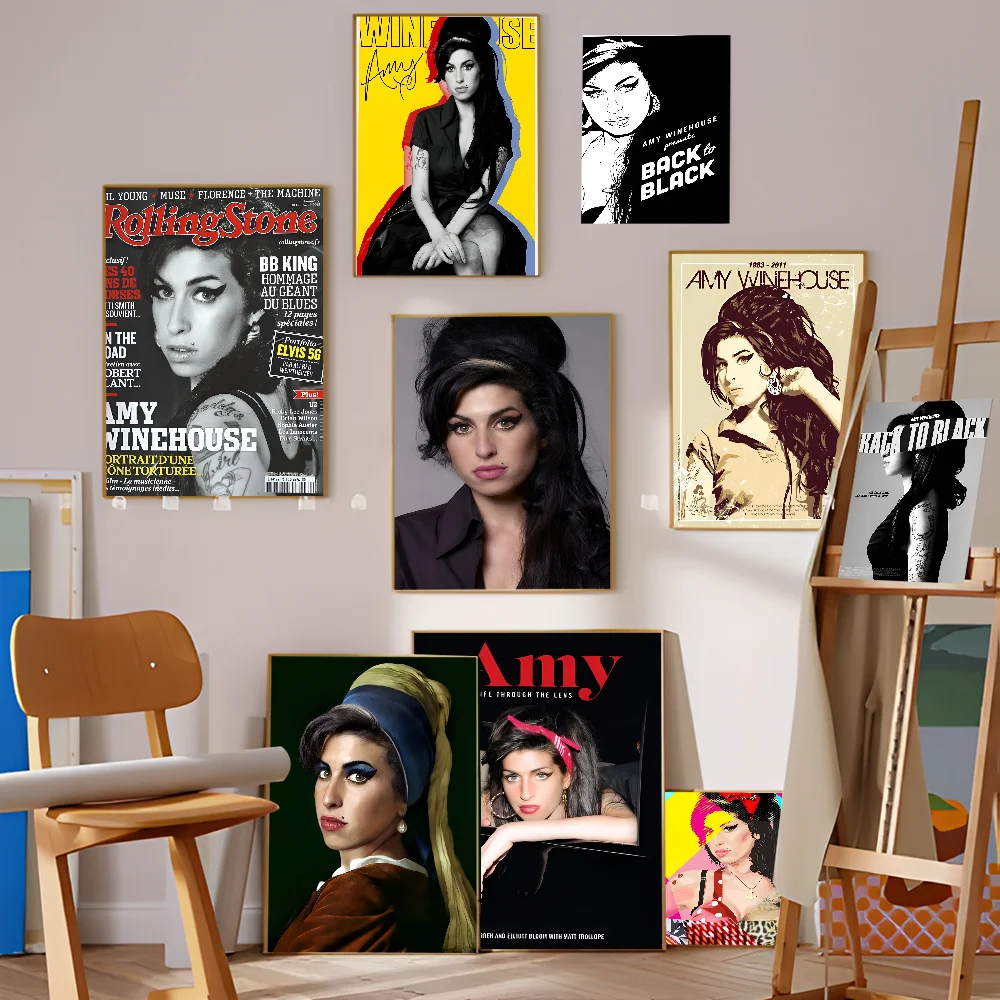 Famous Music Singer Amy Winehouse Classic Vintage Posters Whitepaper Prints Posters Artwork Kawaii Room Decor