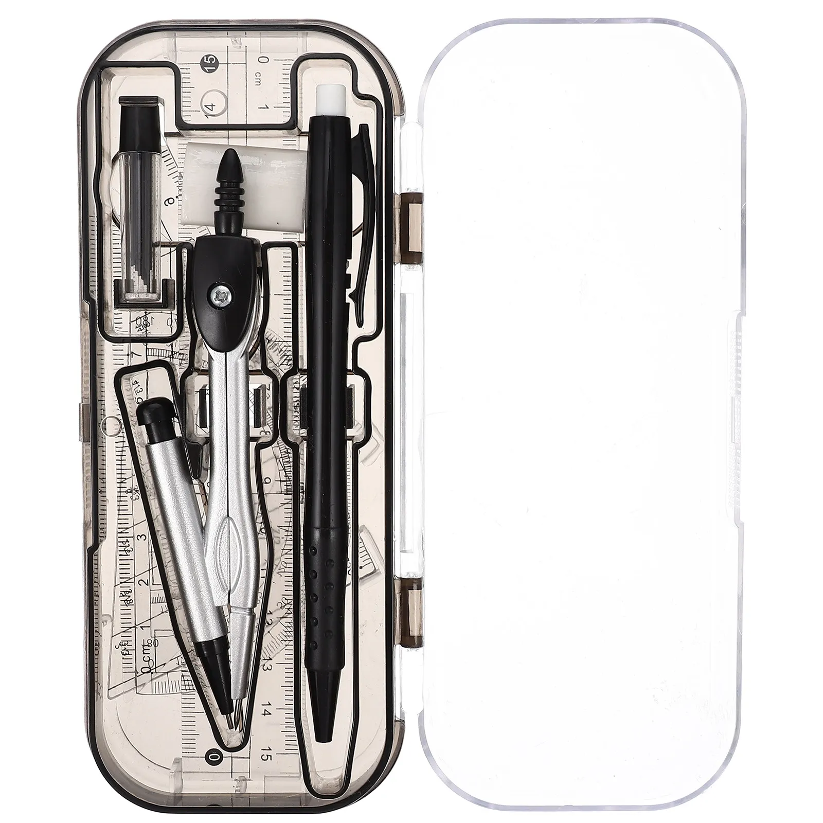 

Набор из 1 комплекта: циркуль, линейка, измерительные инструменты, прозрачная пластиковая шкала, многофункциональный набор для черчения, портативный аксессуар для рисования для студентов