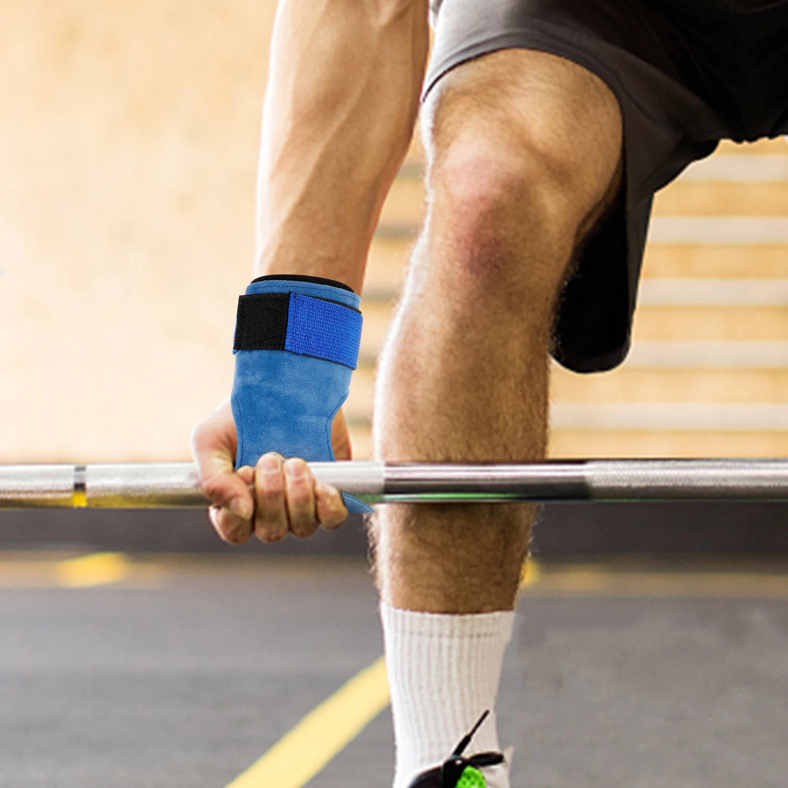 

s Anti Wrist Straps Weightlifting Gloves Fingerless Sky Gym Grip Fitness Sports Wraps for Weightlifting