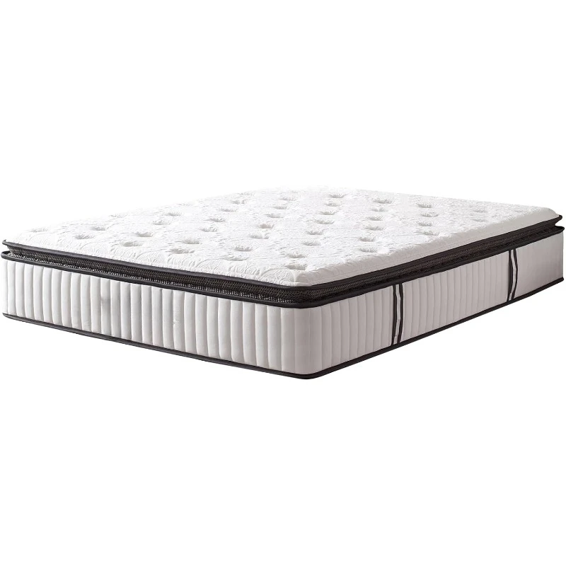 

King Mattress 12 Inch, Pillow Top Gel Memory Foam Hybrid Mattress with Luxury 7 Layers, Zone Pocket Coils Innerspring