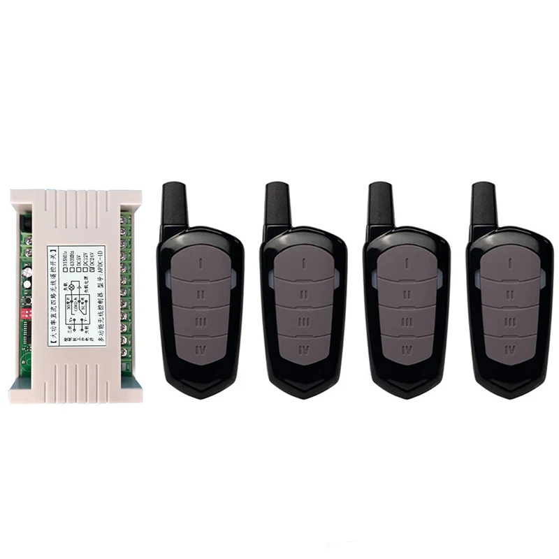 

Smart Multiple DC 12V 24V 433MHz 4CH 4 Channel Wireless 30A Relay RF Remote Control Switch Receiver Transmitter For Garage Motor