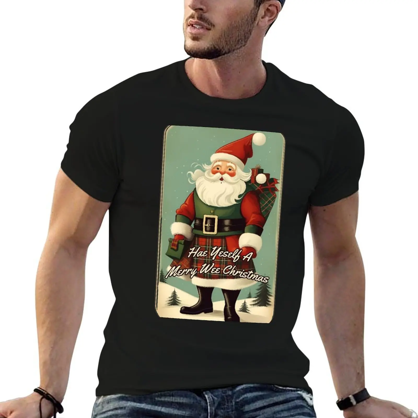 Hae Yeself A Merry Wee Christmas (#06) [Create a set!] T-Shirt vintage graphic tee blue archive T-shirt men