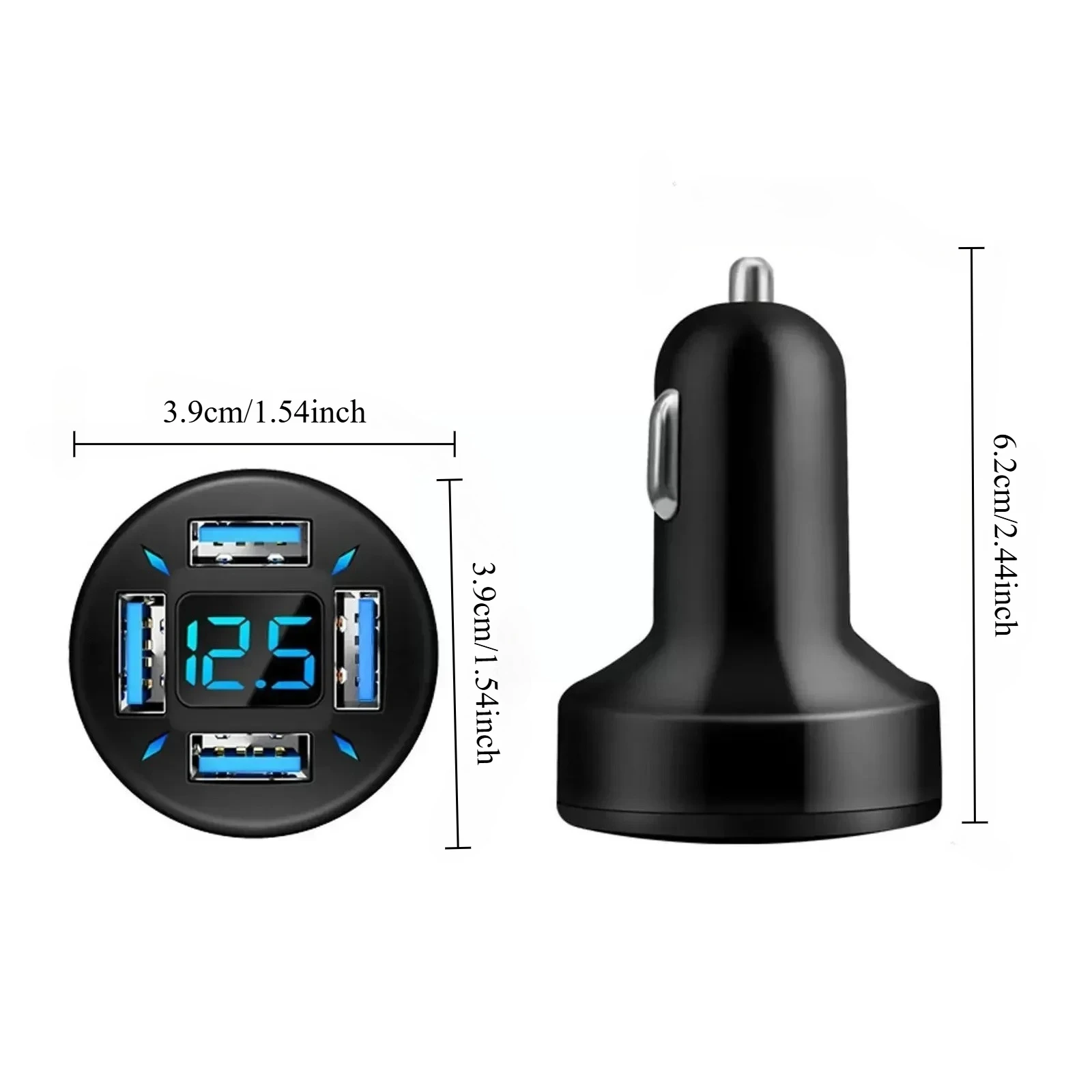 

Автомобильное зарядное устройство с 4 портами USB, 66 Вт | Быстрая зарядка PD и QC3.0 | Вход 12-24 В | Светодиодный цифровой дисплей | Универсальная совместимость