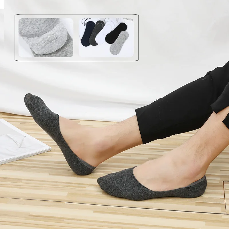 Calcetines tobilleros de algodón para hombre y mujer, calcetín deportivo de corte bajo, de silicona, antideslizantes, transpirables, para verano, 3